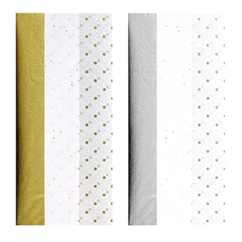 Papier de soie doré et argenté pour emballages cadeaux raffinés lot de 6