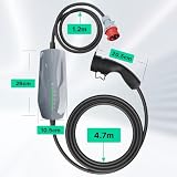 WISSENERGY Kabel ładujący typu 2 11 KW EV ładowarka z wtyczką CEE, [6-16A] trójfazowa mobilna stacja ładująca Wallbox do pojazdów elektrycznych EVSE, IEC 62196-2, 6 metrów