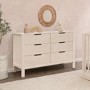 Carters by Colby 6 Drawer Baby Dresser for Bedroom Kids Dresser for Boys Girls Double Chest of Drawers for Nursery Versatile Wooden Dresser for Living Room Hallway Washed Natural