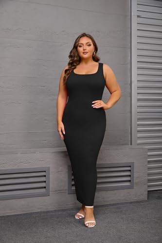 YeGine Women Plus Size Sleeveless Bodycon Maxi Dresses Sexy Slim Tank Dresses2