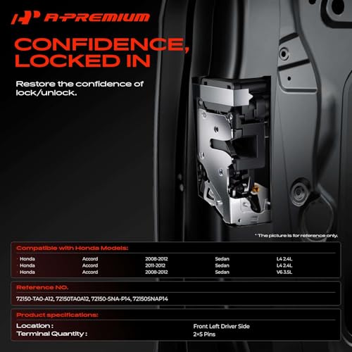 Image of A-Premium Front Left Driver Side Door Lock Actuator Compatible with Honda Accord 2008-2012 Sedan