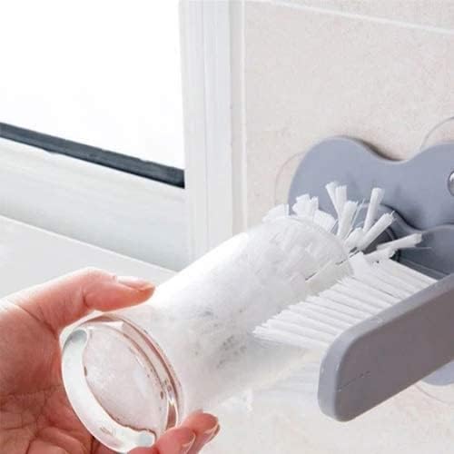 Vroxy Glass Cup Washer with Double Sided Brush Cleaner with Suction Cups, Standing Glass Bottle Cup Cleaner for Kitchen Sink Washing Cleaning Tools (1Pcs) 3