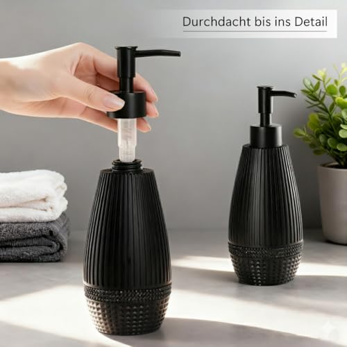 Seifenspender schwarz matt - Spülmittelspender küche und Bad für Design-Liebhaber - Pumpspender, geeignet für Flüssigseife oder Spülmittel - soap Dispenser mit Schmucksteinen 6