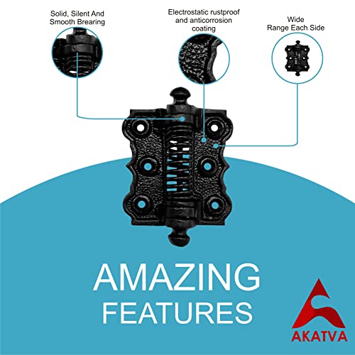 Akatva Self Closing Gate Hinges - Gate Closer Heavy Duty Gate Hinges- Self Closing Metal Gates Hinges - Self Closing Hinges - Auto Close Gate Hinges - Natural Oil Black Finish #TOP5