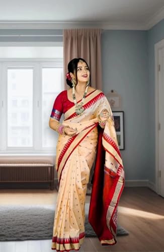 Image of NEW COLLECTION Women's Odisha Handloom Sambalpuri Pata Saree Temple Border Pasapalli Bomkai Buti Boyanika Design Saree Banarasi Soft Papa Silk Simple Ethnic Orissa Sari with Blouse Piece