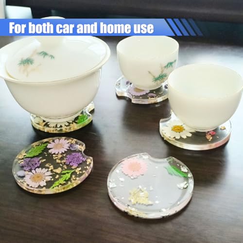 Portavasos para carro con diseño de flor rosa 2 piezas miniatura 5