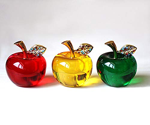 Hoobar Crystal Apple Figurine Paperweight Ideal Gifts for Wedding Birthday Christmas and Home Decoration 2.1 Inch (B-red)