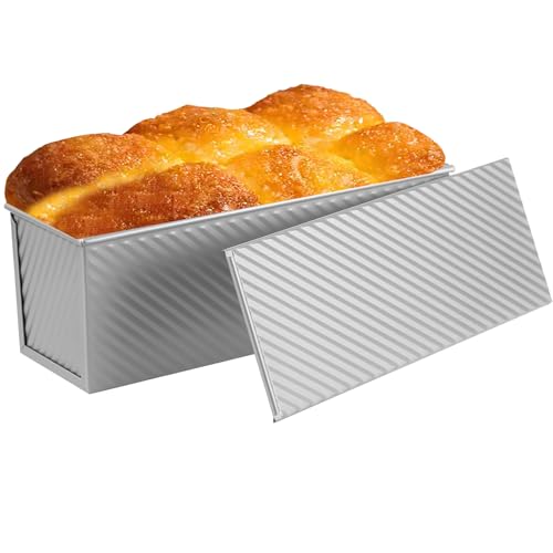 AVSQUINE Non-Stick Pullman Loaf Pan with Lid 13x4 Inch - 2.2lb Carbon Steel Bread Baking Pan with...