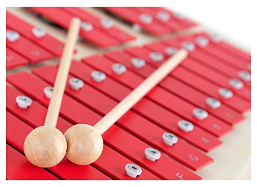Classic Cantabile CX-23 Glockenspiel - Chromatisches Sopran-Xylophon - Resonanzkörper - 23 sauber gestimmte Töne (c' bis a#'') - Inkl. ein Paar Holz-Schlägel - Rot - Image 8