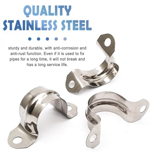 Image of Nge 3 /4inch Rigid Pipe Strap Clamp-Two Hole Strap-U Bracket Tube Clip-Stainless Steel Heavy Duty Pipe Fasten Holder-Secures Conduit,50Pcs(25mm)