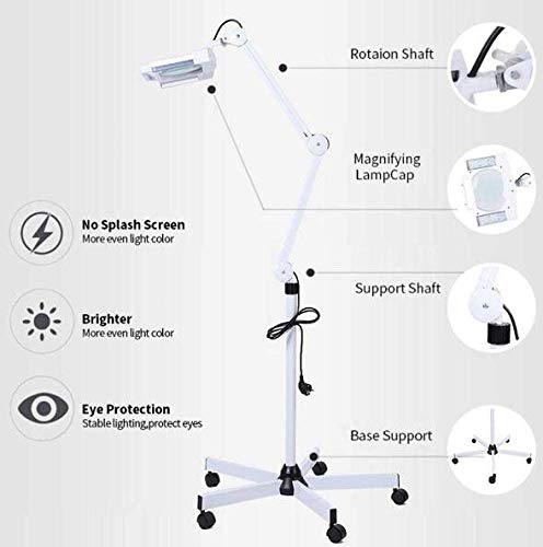 Szkło Powiększające, Lampa Led Powiększająca 5X, Lampa Podłogowa, Szkło Optyczne O Wysokiej Rozdzielczości, Obrót, Regulowany Kąt, Do Czytania, Rękodzieła, Biżuterii, Obserwacji