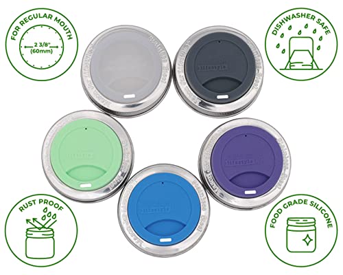Mason Jar Lifestyle UNKNOWN Silicone Drinking Lids With Rust Proof Stainless Steel Bands thumb #1