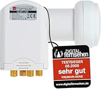 Opticum Quad LNB Premium – 4 Teilnehmer Sat LNB digital – Full HD, UHD, 4K – wetterfest, UV-geschützt, 65 dB Verstärkung, 0,1 dB Rauschmaß, einfache Installation für Satellitenschüssel/Sat Anlage