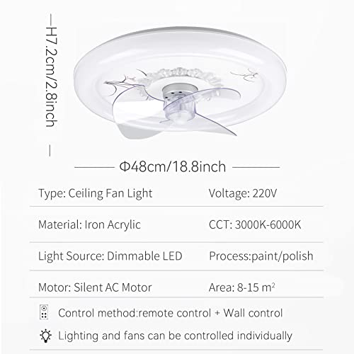 Ventilateur de plafond LED avec télécommande et 3 vitesses pour salon - 7