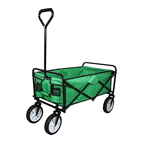 Garden & Patio Foldable Pull Along Wagon Garden Trailer Hand Cart