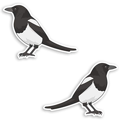Lot de 2 autocollants en vinyle Motif oiseaux Magpie 10 cm - Wildlife Nature pour ordinateur portable #31019 Cover