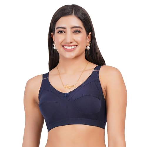 Image of Women Non Padded Bra in B & C Cup - Made of Pure Cotton Full Coverage Non Wired Soft Cup for T-Shirt Saree Dress Sports Garment for Daily Use Everyday