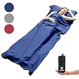 [page_title]-Hüttenschlafsack, Ultra Leichter Reiseschlafsack Mikrofaser, Klimaanlage Quilt, Bakterien isolieren Laken mit Kissenfach, Ideal für Hostels, Berghütten, Jugendherbergen,Wandern, Camping, 220x90 cm