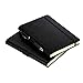 Thick Hardcover Notebook/Journal with A5 120gsm Premium Paper, College Ruled Bound Notebook with Pen Holder, Black Leather, 3 Ribbon Marker, Inner Pocket, 8.4 x 5.7 in