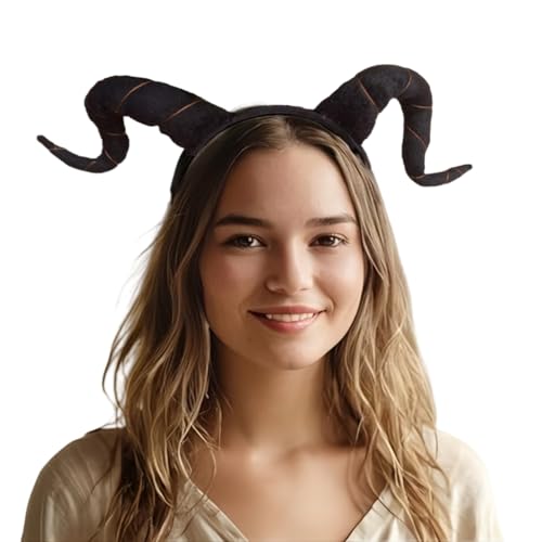 TWISBOW Christmas Headband Bull Horns Costume Headbands Ram Horn Hair Hoops Plush Animal Ears Cosplay Accessory
