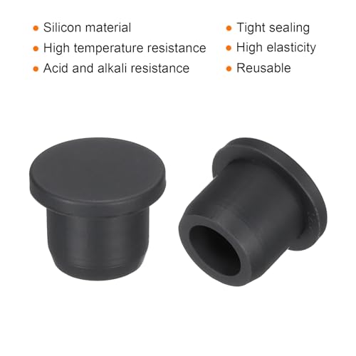 Image of MECCANIXITY High Temp Silicone Plugs, Dia 12mm /0.47 Inch, T Shaped, Black, Pack of 10 (OD 15mm /0.59 Inch)
