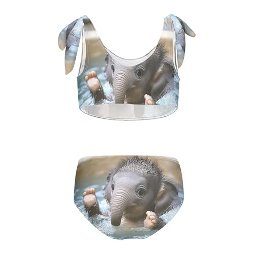 Cute Elephant Cub Play in Tub Girls Bikini Sets 2 Piece Swimsuits Bathing Suit Swimwear2