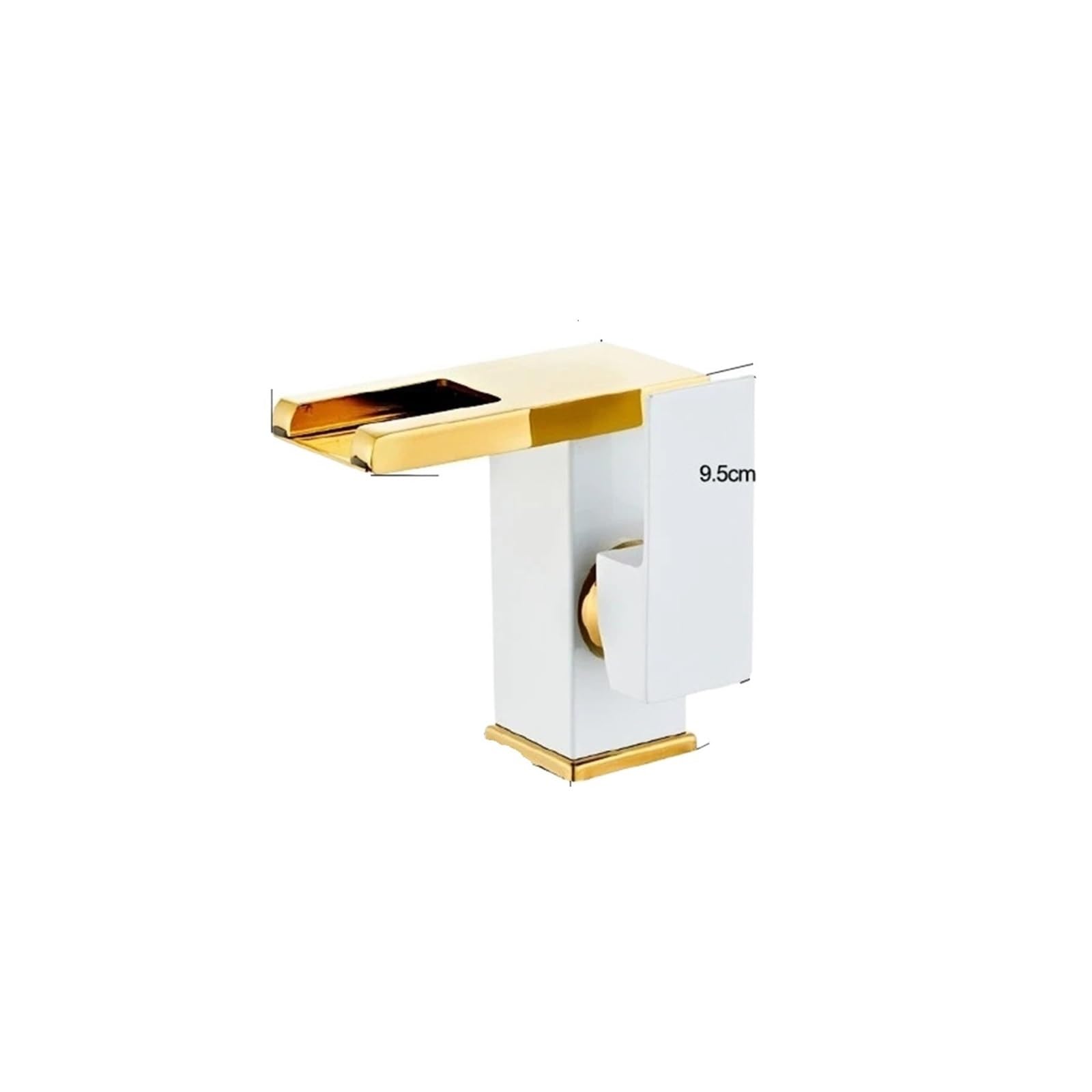 Vasque blanche et or avec mitigeur cascade LED à 3 couleurs