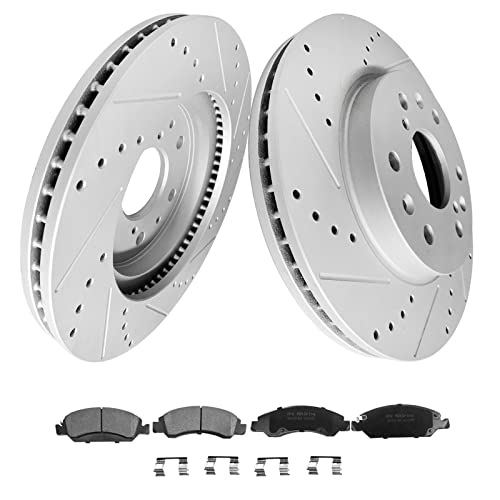 Weize BRA-0104-CS1419 Front And Rear Truck & Tow Carbon Fiber Ceramic Brake Pads + Drilled/Slotted Brake Rotors Kit thumb #5