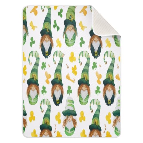 Burbuja St. Patrick Gnome Baby Blanket for Boys Girls, Nursery Soft Warm Swaddling Receiving Baby Blankets, 30x40 in Toddler Blanket