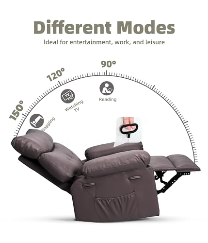 Image of GarveeHome Oversized Recliner Chair - PU Leather Manual Recliner for Adults, Lazy Chair with 1.5X Sponge Comfort Arm and Back for Living Room, Bedroom
