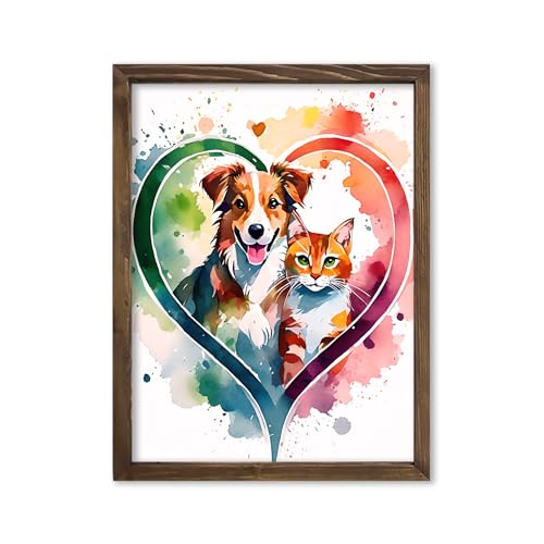 Veterinary Clinic Symbol Watercolor Art Veterinary Caduceus With Cat and Dog Wall Decor Artworks Veterinary Wall Art Veterinarian Office Decor Caduceus Artworks Vet Gift 8x10 inc. Unframed Print