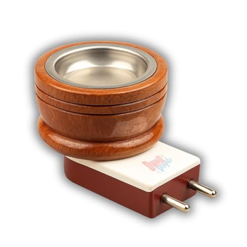 Image of Round Shape Wooden Kapoor Dani - Electric Camphor Burner for Camphor Tablets, Bakhoor, Aroma Oil Diffuser & Incense Burner for Home, Office, Meditation