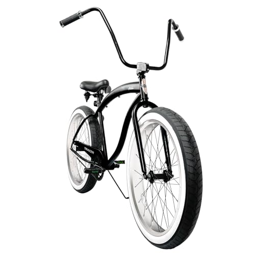Tracer Avalon 26 & 29 Inch Beach Cruiser Bike for Adult Men & Women, 1/7-Speed Disc Brake 3.0 Fat tire Low Step-Through Frame Hybrid Bike (Single-Speed, 26'-Matte Black)