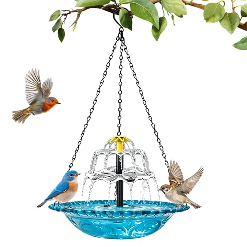 Bebedero para pájaros con fuente solar autónoma y cascada decorativa de tres niveles 2