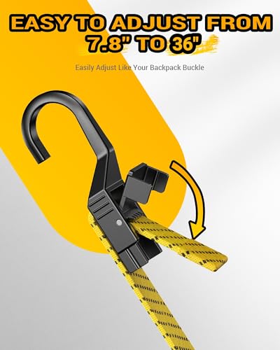 Image of 36 inch Flat Adjustable Bungee Cords with Hooks, 3X Faster to Adjust the Length