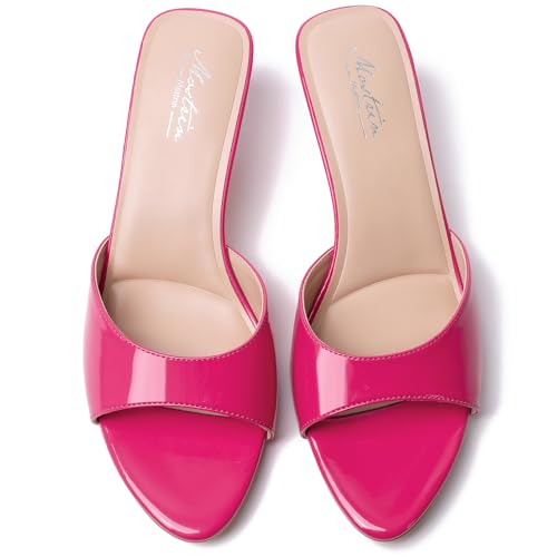 Image of Mostrin Kitten Heels for Women Pointed Toe Vintage Mules Heels Sexy Slip on Stiletto Backless Sandals for Party Wedding Daily