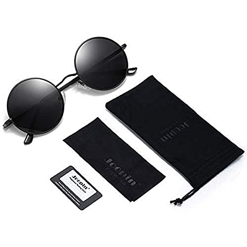 Joopin Polarized Round Sunglasses, Circle Hippie Sun Glasses Uv Protection, Trendy Hippy Circular Shades For Men Women, Cute Small Sunnies For Driving Fishing Costume (Black Simple Packaging) #TOP4