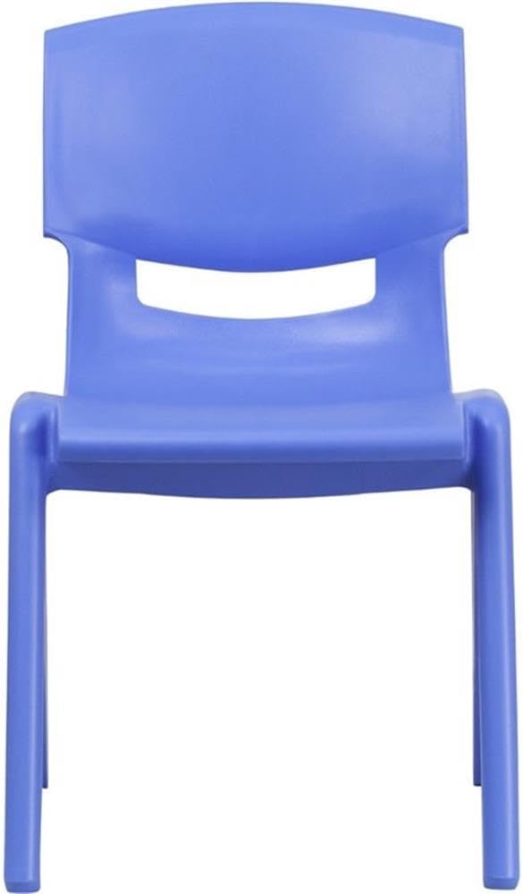 Pemberly Row 15.5" Plastic Stackable School Chair, Blue Finish, Set of 2, Lightweight, Contoured Design, High-Impact Polypropylene, Modern Kids Chair for Classroom or Home Use, Recommended for Grades