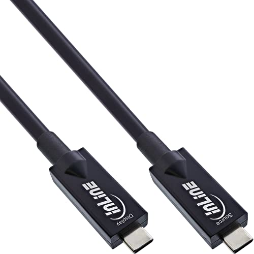 InLine® USB 3.2 Gen.2 AOC-kabel, USB Type-C-kontakt/kontakt, svart, 5 m