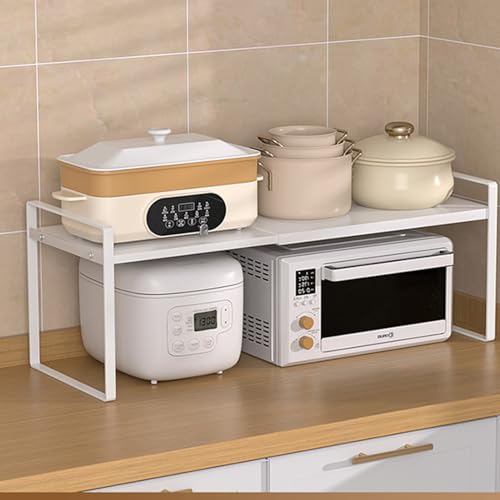 レンジラック レンジ台 キッチン棚 シンク上 シンク下 ホワイト 伸縮可能 レンジ上ラック トースターラック 棚 キッチン収納 キッチンラック 304ステンレス 収納 棚 机上収納 キッチン用 取付簡単