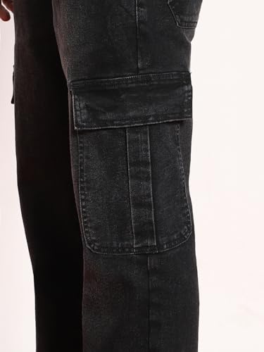 Image of Urbano Fashion Men's Regular Fit Washed Cargo Jeans with 6 Pockets Stretchable