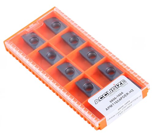 Accusize Industrial Tools APMT1604PDER-H2 PVD Coated Carbide Inserts for Machining Stainless Steel, 10 Pc Set, 1056-1604x10
