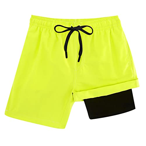 Cozople Bathing Suit for Teens Swimsuit Summer UPF Quick Dry Beach Board Shorts Stretchy Boxer Brief Liner Compression Swimming Shorts for Casual Sports Running Shorts