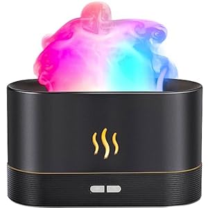 Essential Oil Diffuser,Humidifier with 7 Colors Flame Light,180ml Air Humidifiers for Bedroom, Home, Office, Gifts – Portable,Auto-Off Protection,4 Modes Mist(Black)