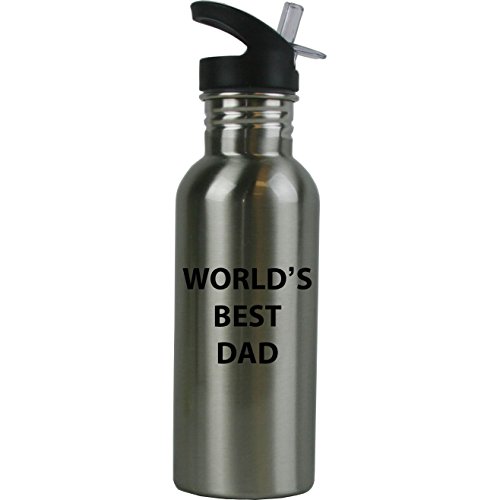 Engraved Cases World's Best Dad Stainless Steel Silver Water Bottle - Great Gift for Father's Day, Birthday for Dad, Grandpa, Papa, Husband