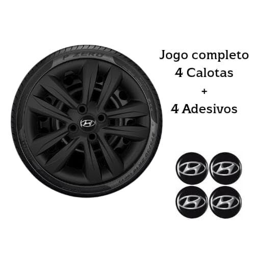 Jogo 4 Calotas compativél Hb20 aro 15 Preto Fosco