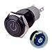 Ulincos Latching Push Button Switch U16F5 1NO1NC SPDT ON/OFF Black Shell with Blue Power Symbol LED Suitable for 16mm 5/8" Mounting Hole (Blue)