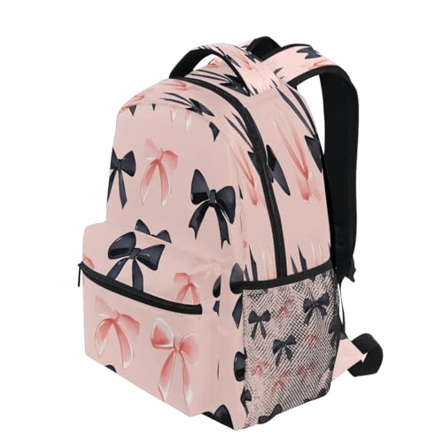 Pink Black Bows Pattern Kids Backpack for Boys Girls Backpacks Student Backpack Big For Elementary School Shoulder Bag Bookbag3