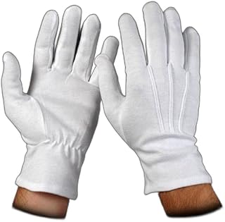 Mil-Bar White Cotton Wrist Length Slip-On Gloves, Small