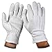 White Cotton Wrist Length Slip-On Gloves, Medium
